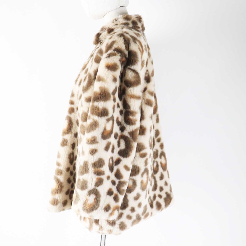 Christian DIOR 2022 2wbm13coaa Leopard Pattern Faux Fur Coat Beige Brown 13