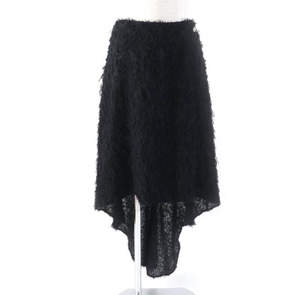 CHANEL 22A P73158 Wool Silk Blend Asymmetrical Skirt With Coco Mark Plate Black