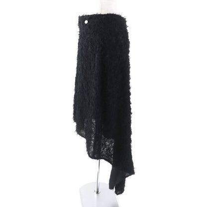 CHANEL 22A P73158 Wool Silk Blend Asymmetrical Skirt With Coco Mark Plate Black