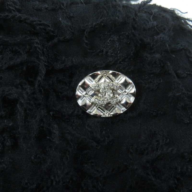 CHANEL 22A P73158 Wool Silk Blend Asymmetrical Skirt With Coco Mark Plate Black