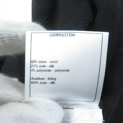 CHANEL 22A P73158 Wool Silk Blend Asymmetrical Skirt With Coco Mark Plate Black