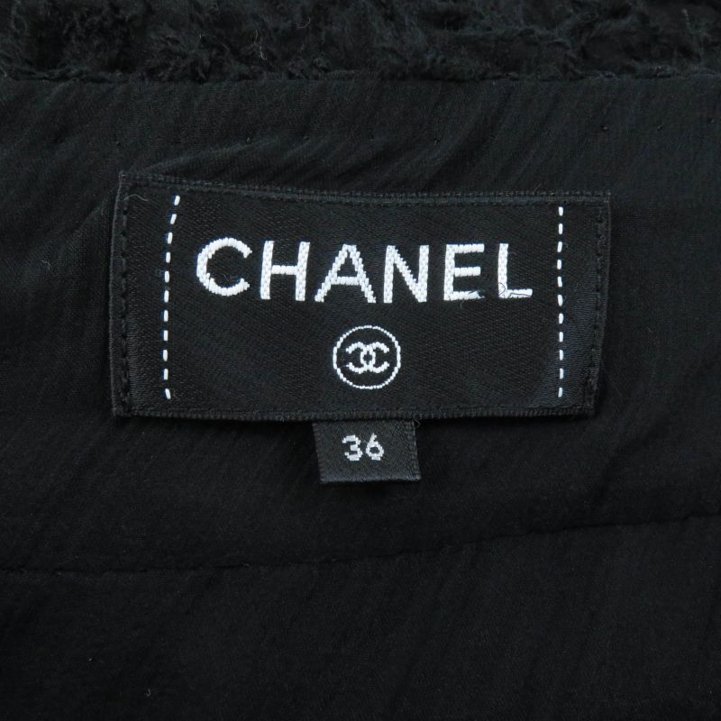 CHANEL 22A P73158 Wool Silk Blend Asymmetrical Skirt With Coco Mark Plate Black