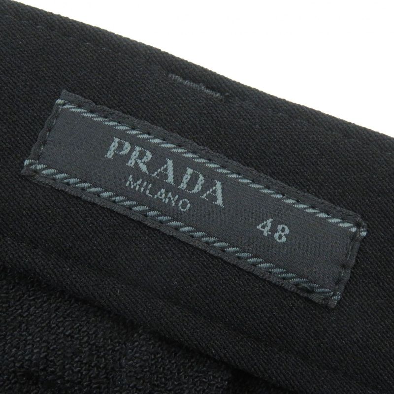 Prada 23AW Sph311 Technical Gabardine Center Stitching Long Pants Slacks Black