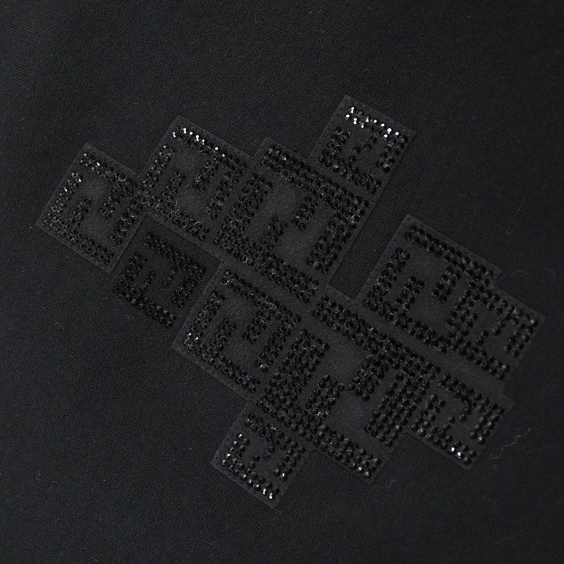 Fendi Fy0178 100% Cotton FF Logo Bead Decoration Long Sleeve Sweatshirt Black