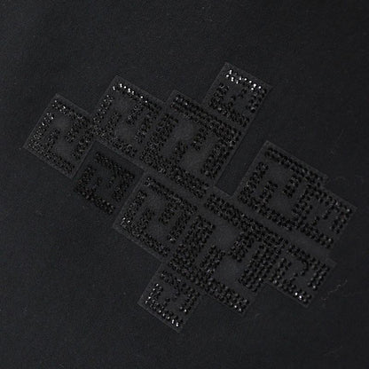 Fendi Fy0178 100% Cotton FF Logo Bead Decoration Long Sleeve Sweatshirt Black