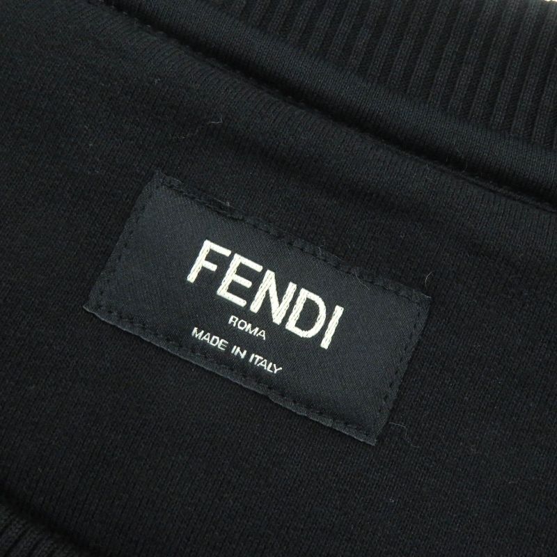Fendi Fy0178 100% Cotton FF Logo Bead Decoration Long Sleeve Sweatshirt Black