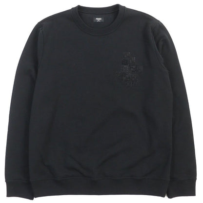 Fendi Fy0178 100% Cotton FF Logo Bead Decoration Long Sleeve Sweatshirt Black
