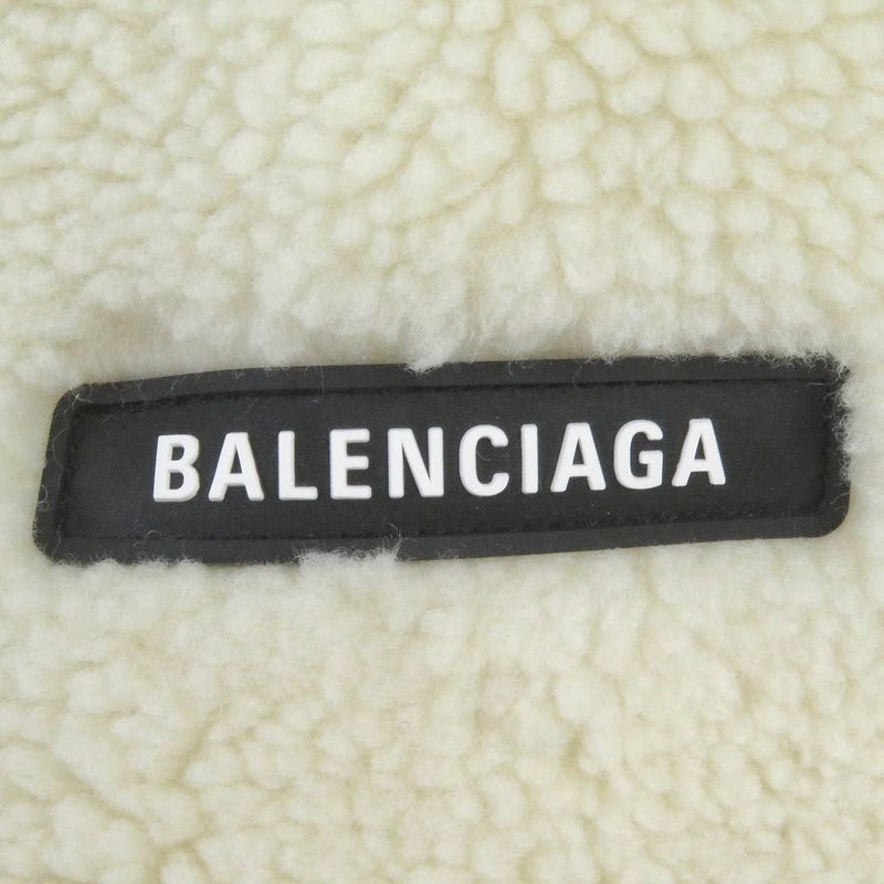 Balenciaga 23AW 768694 Unisex Hooded Boa Fleece Jacket Blouson Jacket Ivory 2
