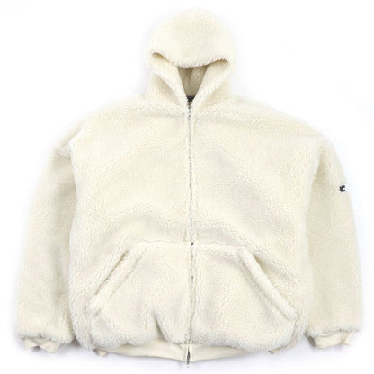 Balenciaga 23AW 768694 Unisex Hooded Boa Fleece Jacket Blouson Jacket Ivory 2