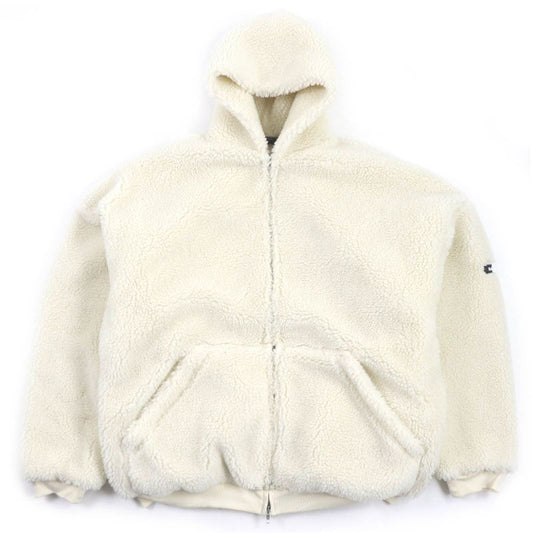 Balenciaga 23AW 768694 Unisex Hooded Boa Fleece Jacket Blouson Jacket Ivory 2