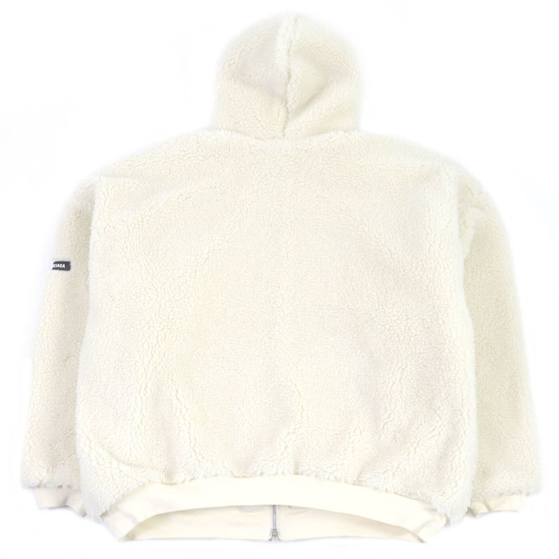Balenciaga 23AW 768694 Unisex Hooded Boa Fleece Jacket Blouson Jacket Ivory 2