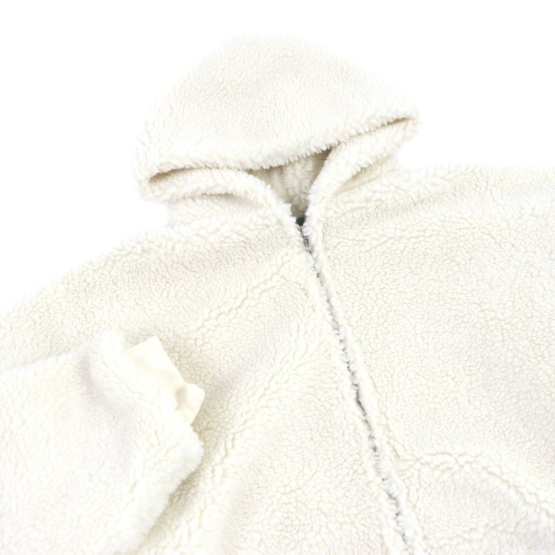 Balenciaga 23AW 768694 Unisex Hooded Boa Fleece Jacket Blouson Jacket Ivory 2