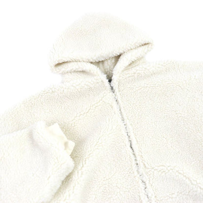Balenciaga 23AW 768694 Unisex Hooded Boa Fleece Jacket Blouson Jacket Ivory 2