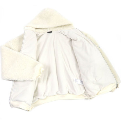 Balenciaga 23AW 768694 Unisex Hooded Boa Fleece Jacket Blouson Jacket Ivory 2