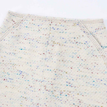 CHANEL Vintage 03C P20369 Rare Tweed Trapezoid Skirt With Coco Mark Plate