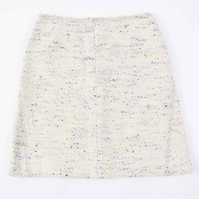 CHANEL Vintage 03C P20369 Rare Tweed Trapezoid Skirt With Coco Mark Plate