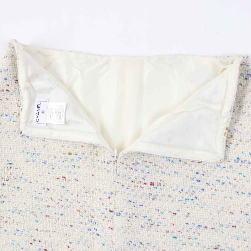 CHANEL Vintage 03C P20369 Rare Tweed Trapezoid Skirt With Coco Mark Plate