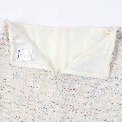 CHANEL Vintage 03C P20369 Rare Tweed Trapezoid Skirt With Coco Mark Plate