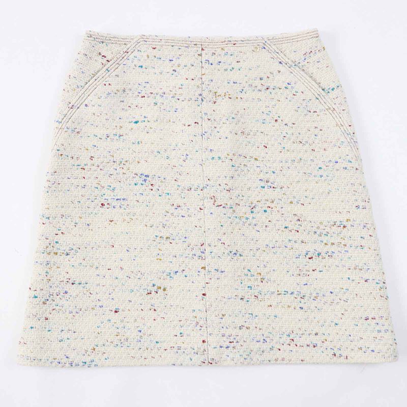 CHANEL Vintage 03C P20369 Rare Tweed Trapezoid Skirt With Coco Mark Plate