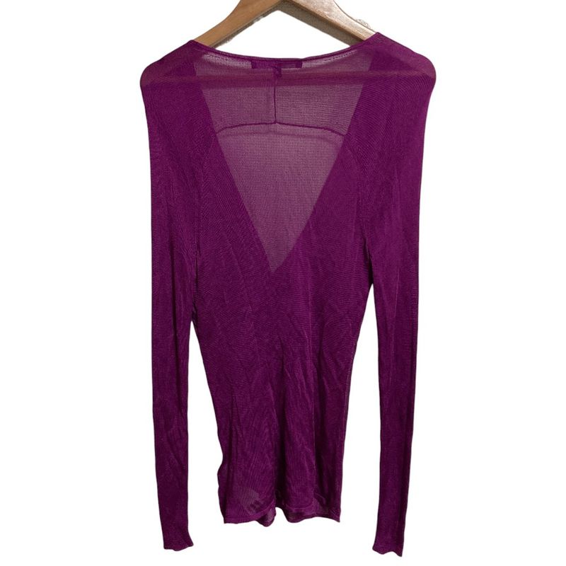 Good Gucci V-Neck Long Sleeve Mesh Knit Cut and Sewn Pullover XS Size Purple