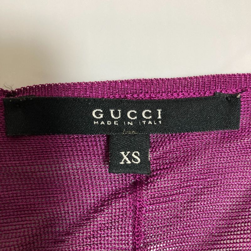 Good Gucci V-Neck Long Sleeve Mesh Knit Cut and Sewn Pullover XS Size Purple