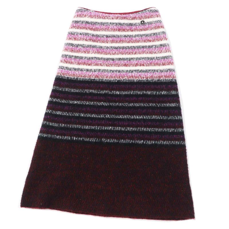 CHANEL 2023 P75769 Cashmere Virgin Wool Long Length Knitted Skirt With Coco