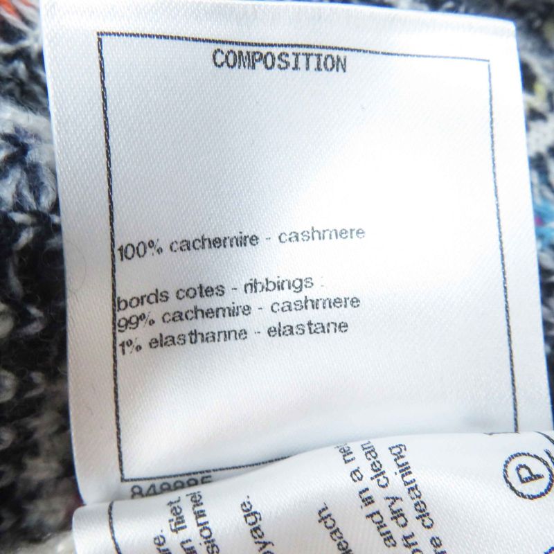 CHANEL P71599 Logo All Over 100% Cashmere Coco Mark With Stones Long Sleeves