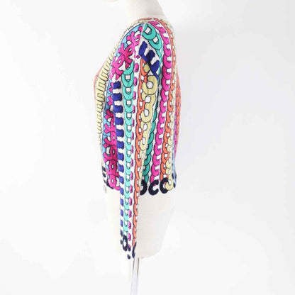 CHANEL P71599 Logo All Over 100% Cashmere Coco Mark With Stones Long Sleeves