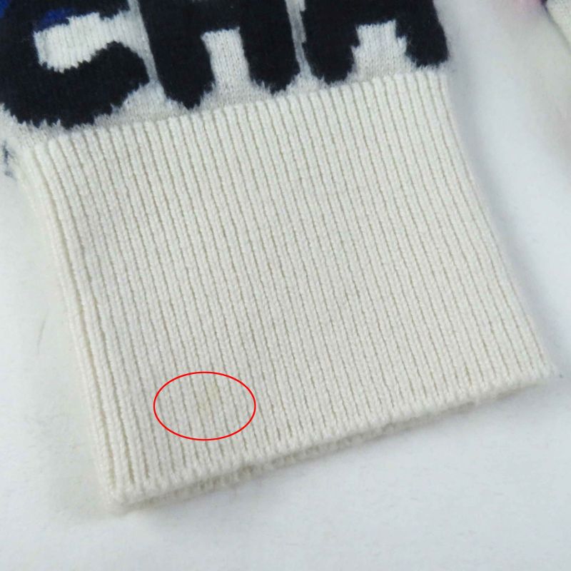 CHANEL P71599 Logo All Over 100% Cashmere Coco Mark With Stones Long Sleeves