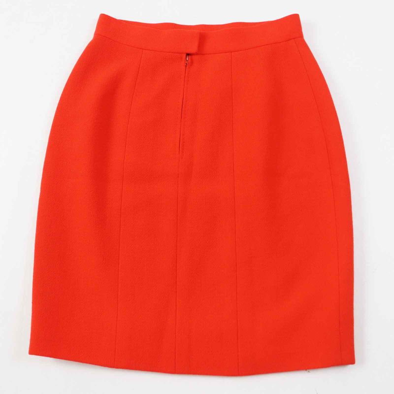 CHANEL Vintage 100% Wool 100% Silk Lining Coco Mark Button Set-up Vermilion