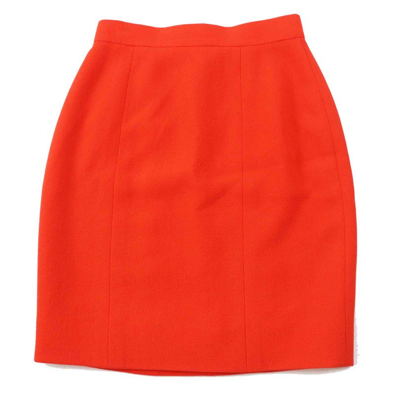 CHANEL Vintage 100% Wool 100% Silk Lining Coco Mark Button Set-up Vermilion