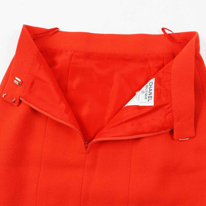 CHANEL Vintage 100% Wool 100% Silk Lining Coco Mark Button Set-up Vermilion