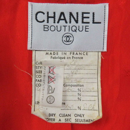 CHANEL Vintage 100% Wool 100% Silk Lining Coco Mark Button Set-up Vermilion