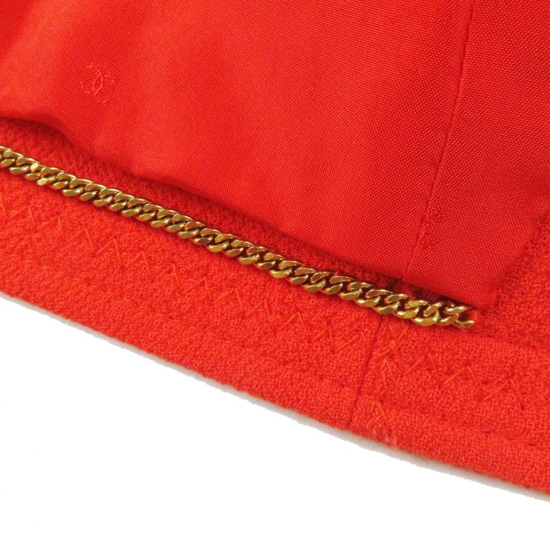 CHANEL Vintage 100% Wool 100% Silk Lining Coco Mark Button Set-up Vermilion
