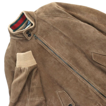 Gucci 573544 Goat Leather Suede Leather Sherry Line Logo Button Harrington