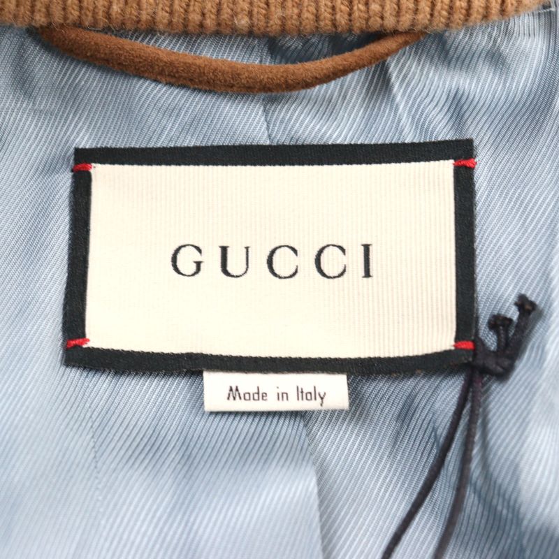 Gucci 573544 Goat Leather Suede Leather Sherry Line Logo Button Harrington