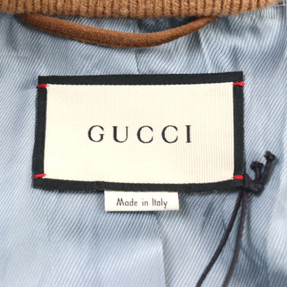 Gucci 573544 Goat Leather Suede Leather Sherry Line Logo Button Harrington