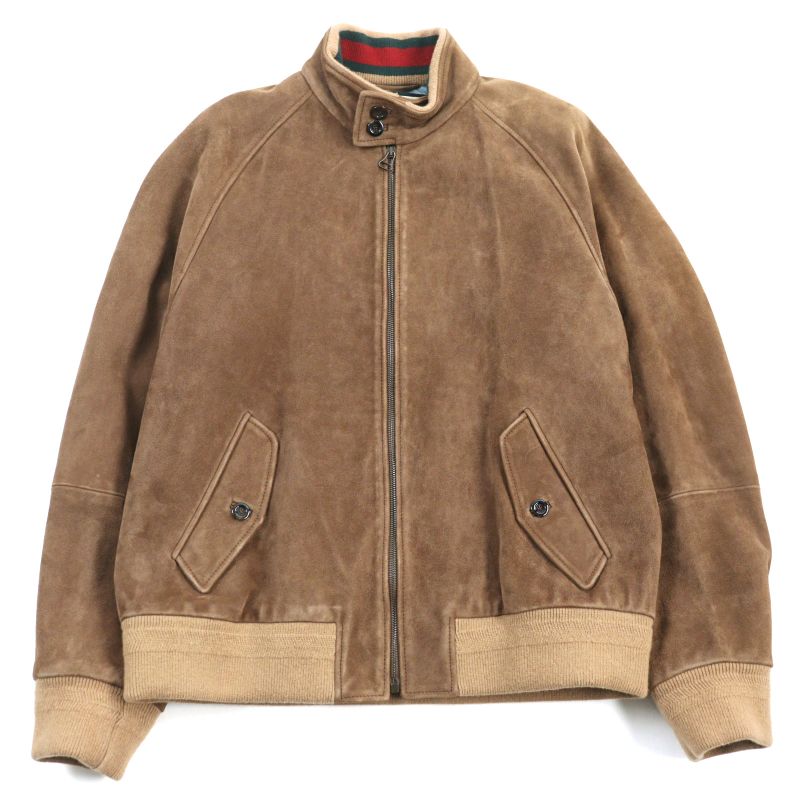 Gucci 573544 Goat Leather Suede Leather Sherry Line Logo Button Harrington