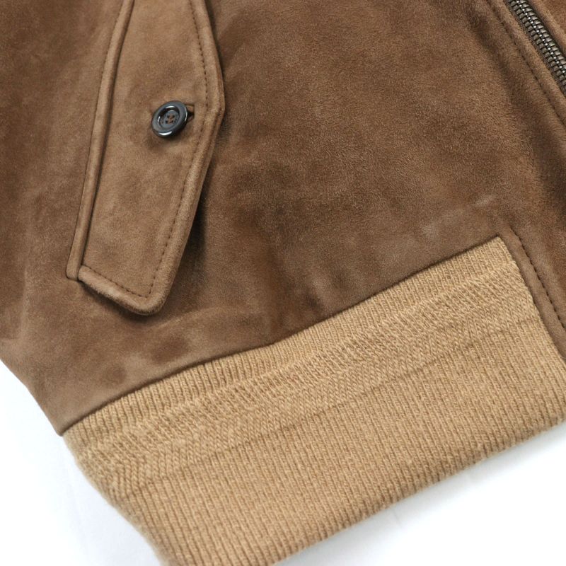 Gucci 573544 Goat Leather Suede Leather Sherry Line Logo Button Harrington