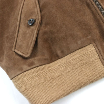 Gucci 573544 Goat Leather Suede Leather Sherry Line Logo Button Harrington