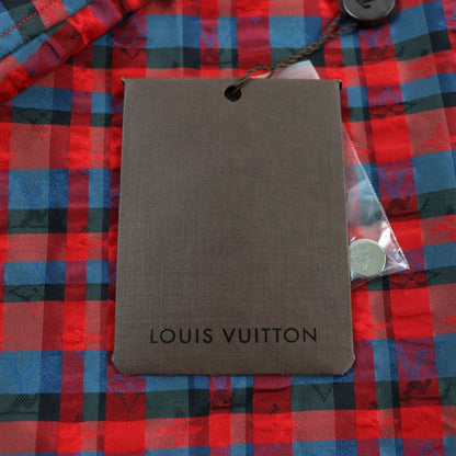 Louis Vuitton 17SS H4sh10snp 100% Silk LV & Flowers Masai Check LV Logo Button