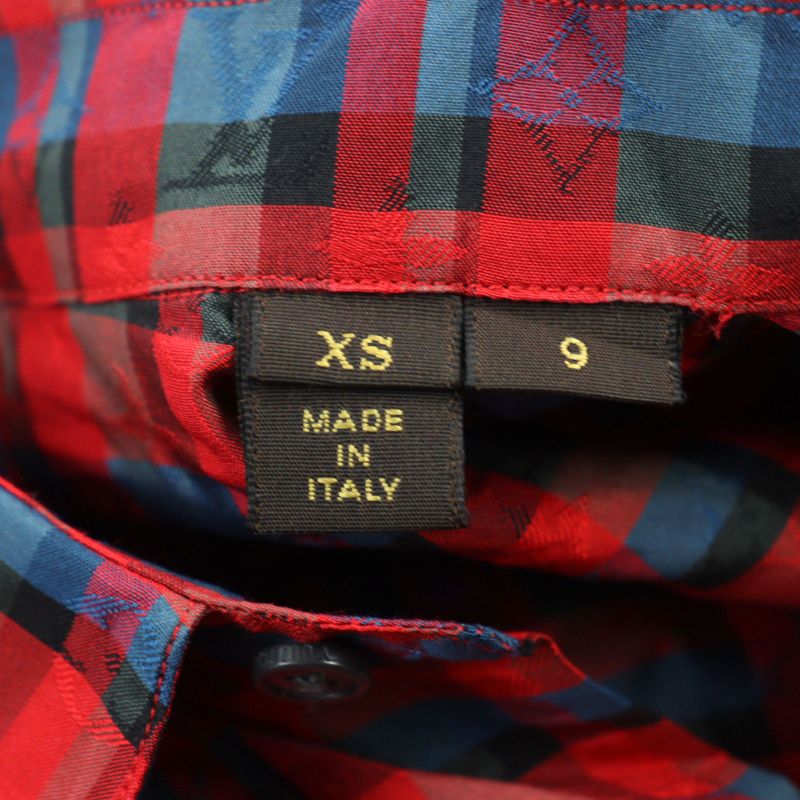 Louis Vuitton 17SS H4sh10snp 100% Silk LV & Flowers Masai Check LV Logo Button