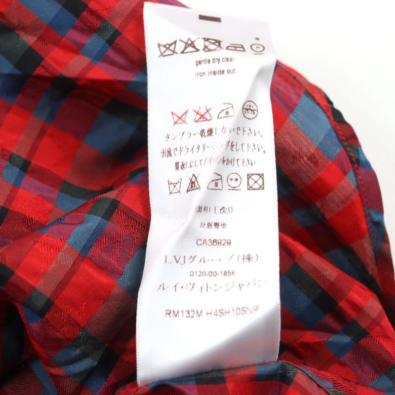 Louis Vuitton 17SS H4sh10snp 100% Silk LV & Flowers Masai Check LV Logo Button