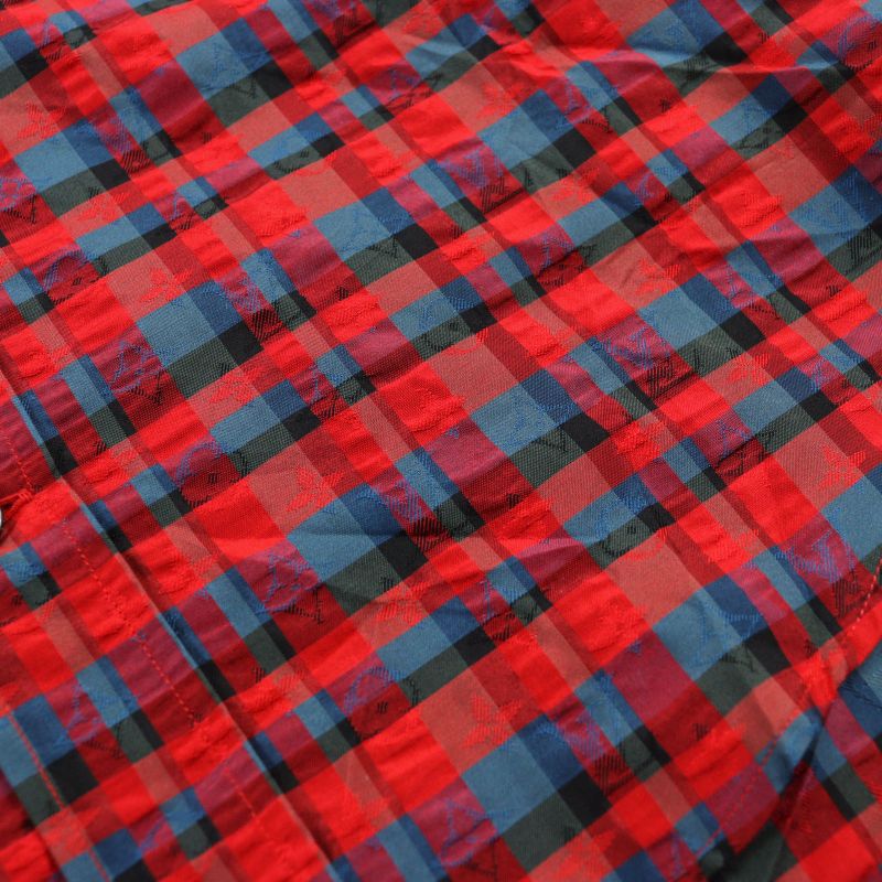 Louis Vuitton 17SS H4sh10snp 100% Silk LV & Flowers Masai Check LV Logo Button