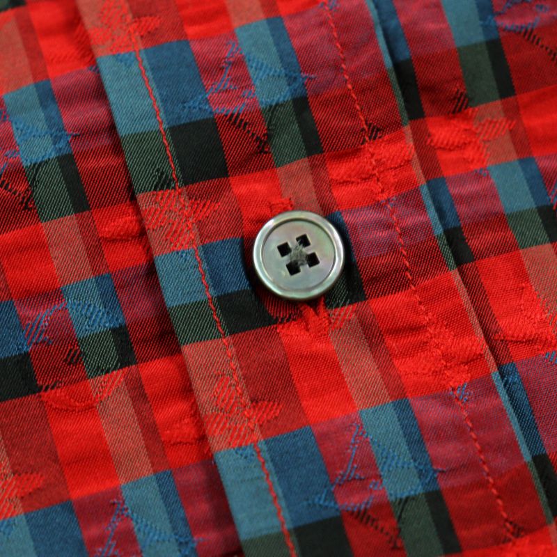 Louis Vuitton 17SS H4sh10snp 100% Silk LV & Flowers Masai Check LV Logo Button