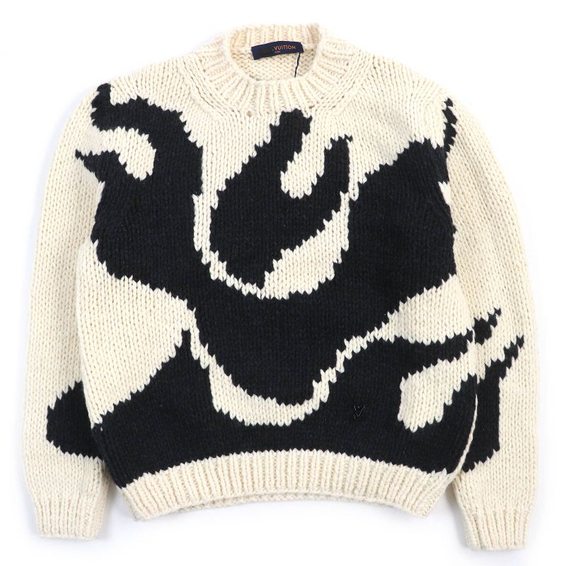 Louis Vuitton 2021 LV Flame Intarsia 100% Wool Long Sleeve Knit Sweater With