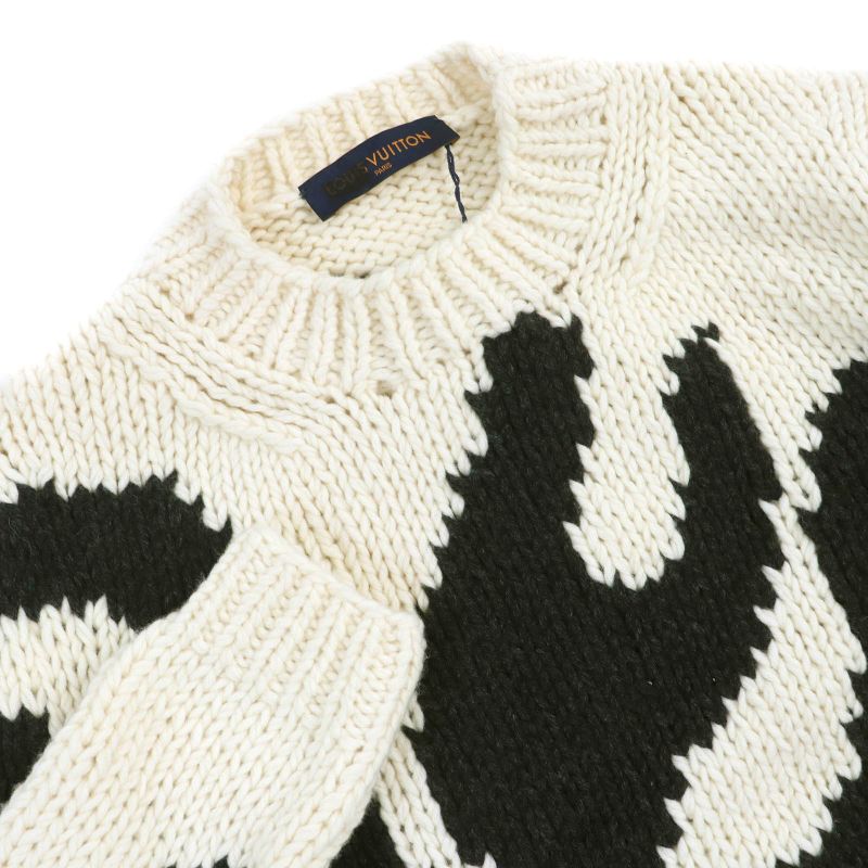 Louis Vuitton 2021 LV Flame Intarsia 100% Wool Long Sleeve Knit Sweater With
