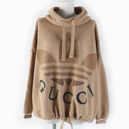 Gucci Adidas 717417 Trefoil Cotton Jersey Sweat Top Brown XS Made In Italy