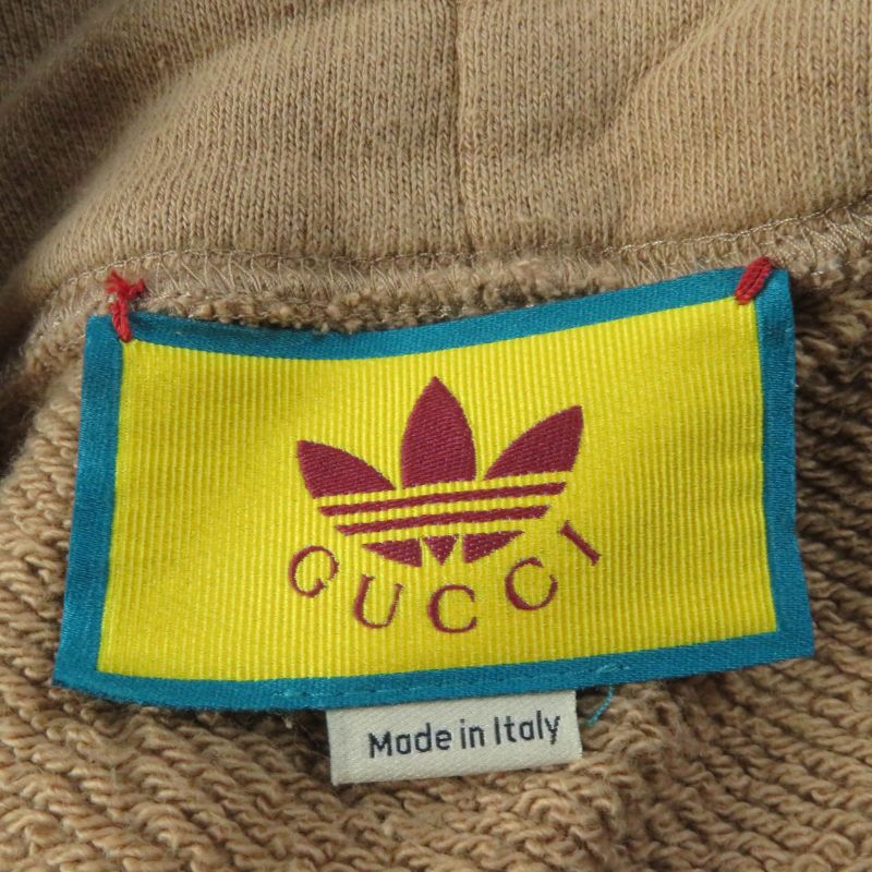 Gucci Adidas 717417 Trefoil Cotton Jersey Sweat Top Brown XS Made In Italy
