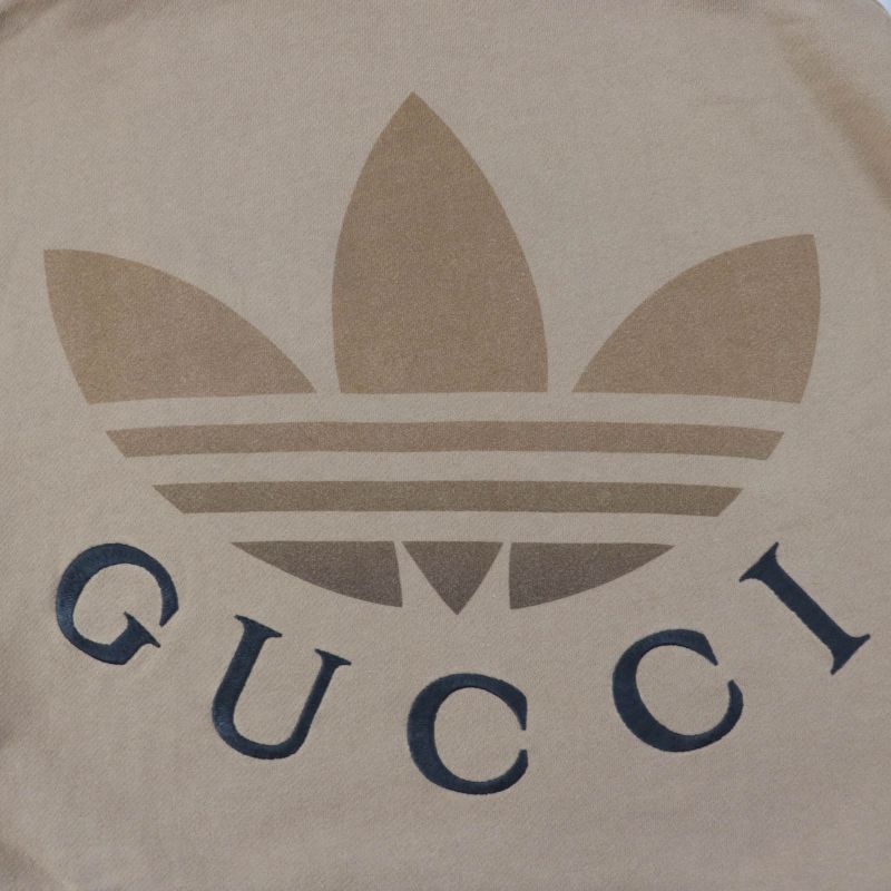 Gucci Adidas 717417 Trefoil Cotton Jersey Sweat Top Brown XS Made In Italy
